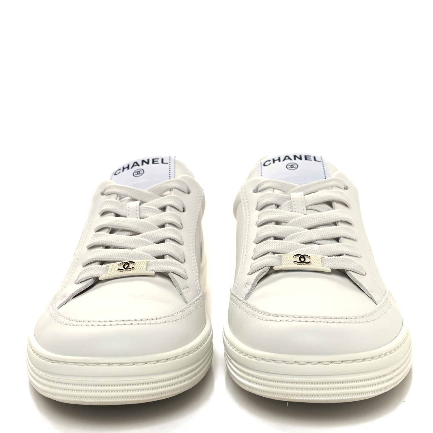 Chanel Calfskin Womens CC Logo Sneakers 39.5 White 2 of 9