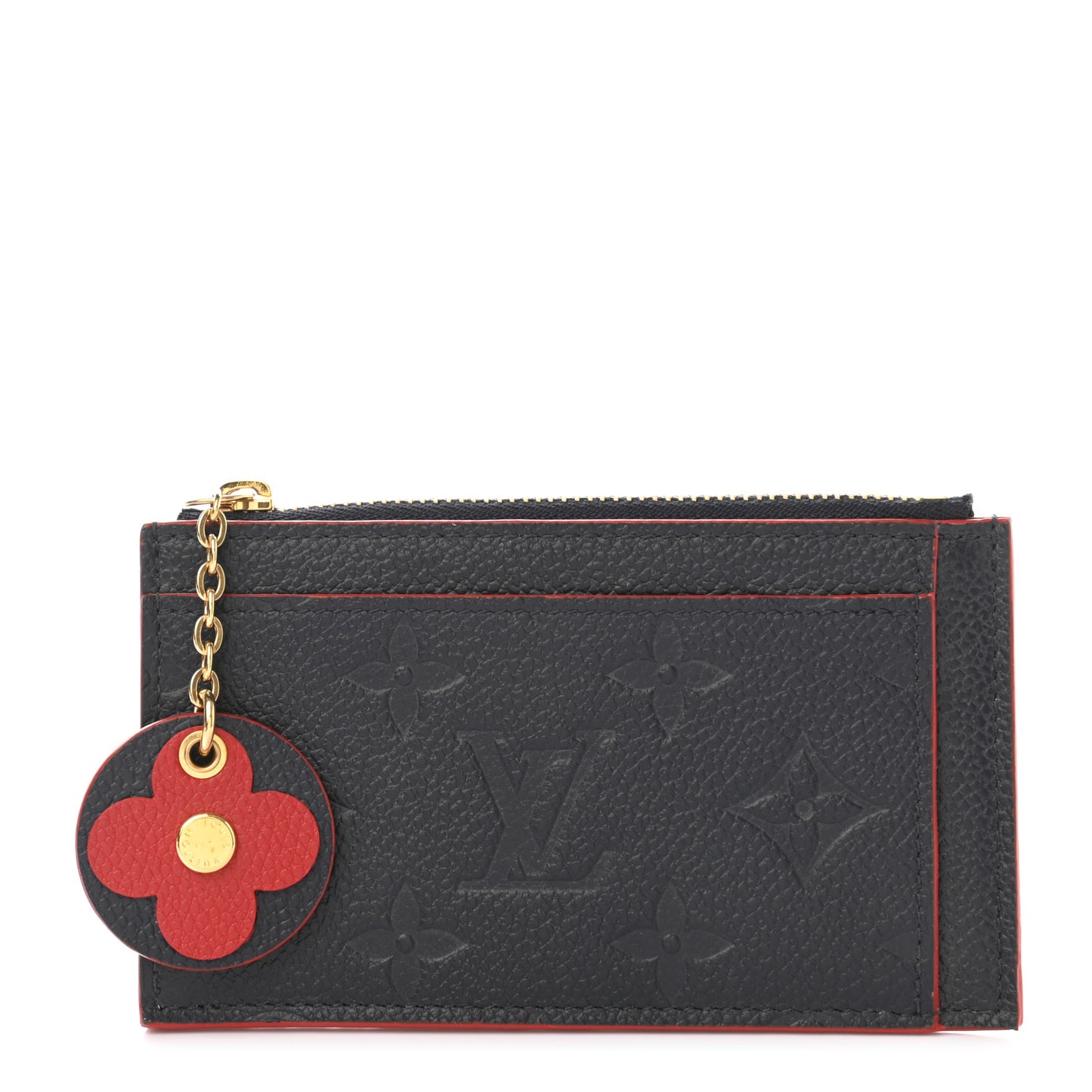 Empreinte Blooming Flowers Zipped Card Holder Marine Rouge