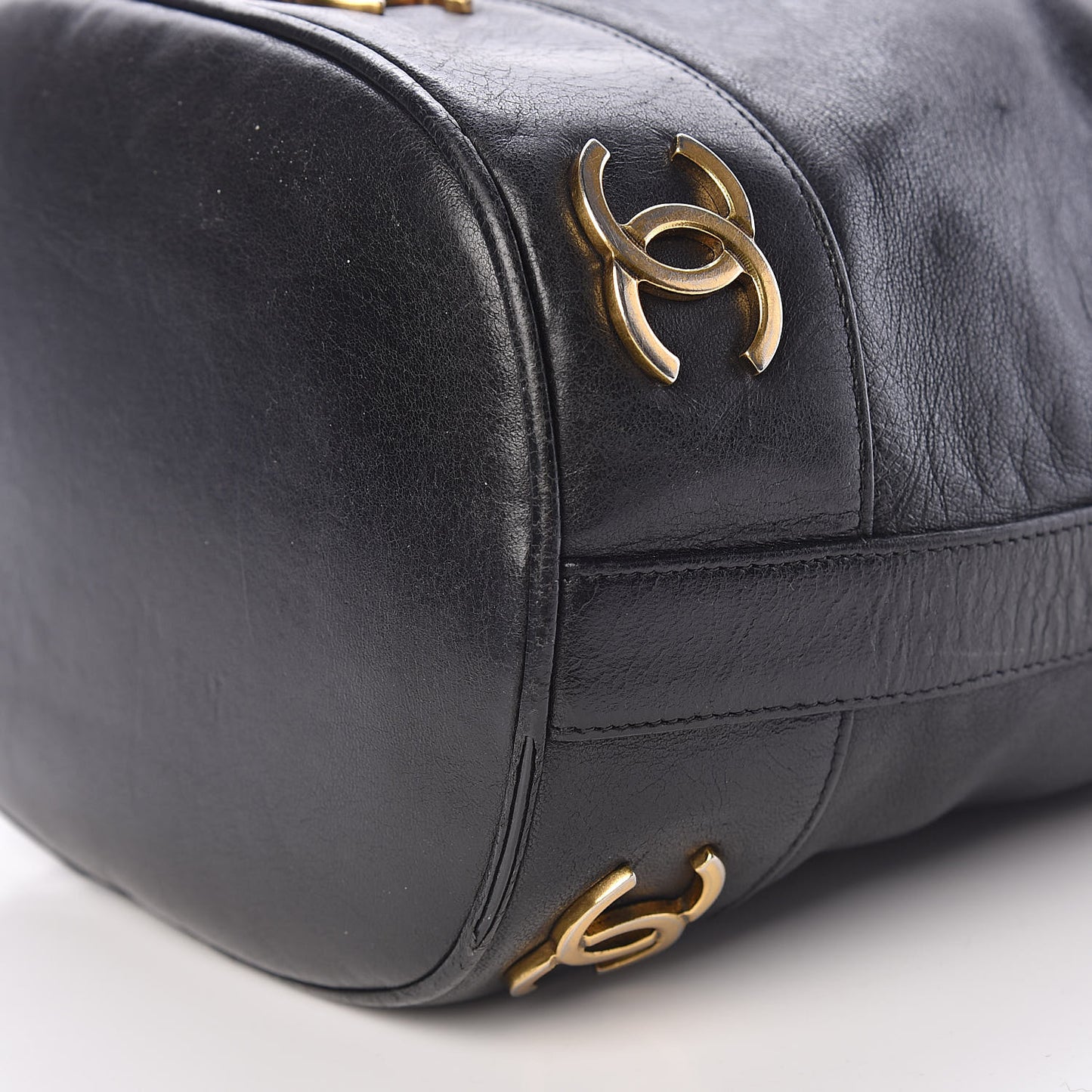 Lambskin CC Drawstring Shoulder Bag Black
