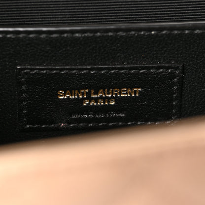 Saint Laurent Grain De Poudre Textured Mixed Matelasse Medium Triquilt Monogram Satchel Dark Beige 5 of 7