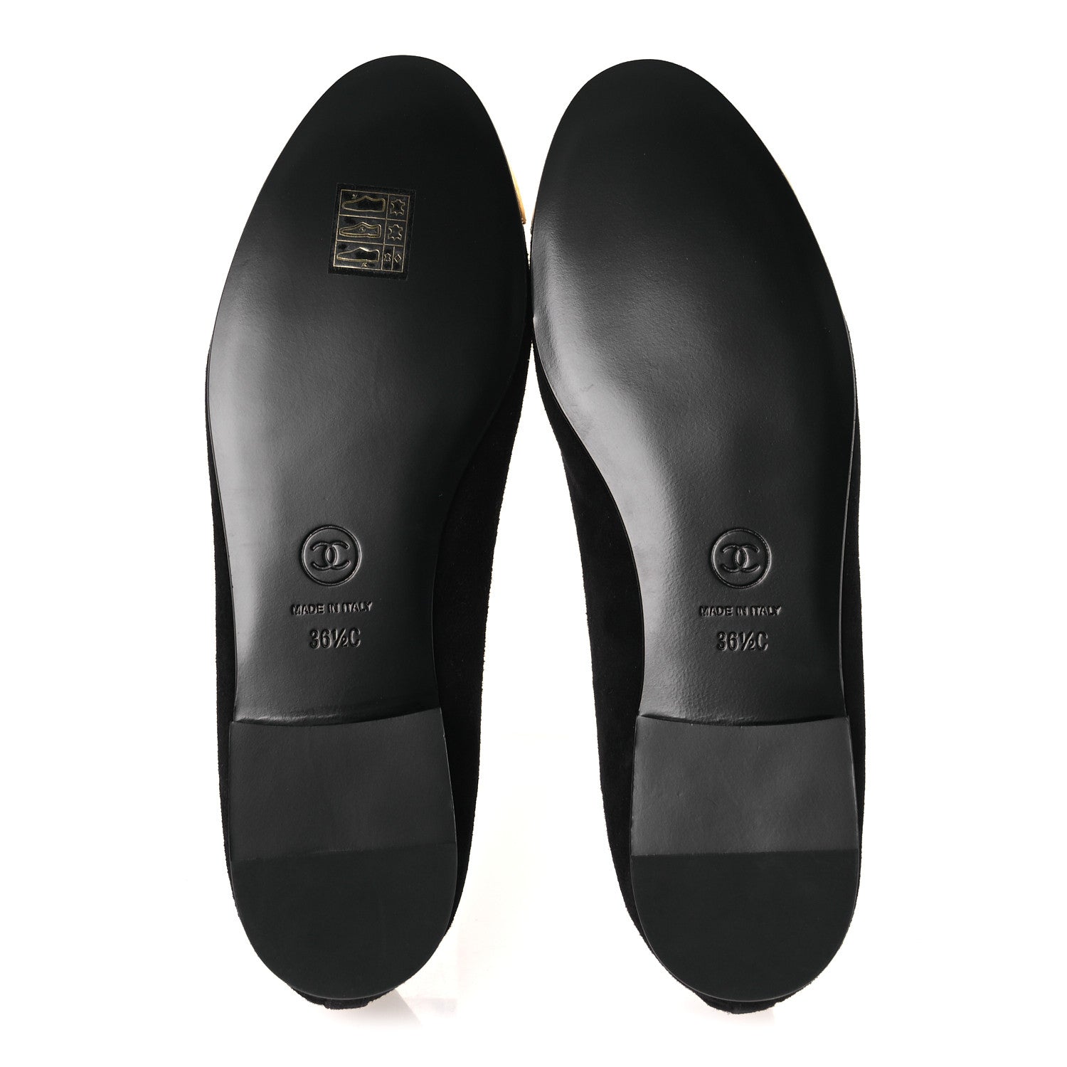 Chanel Suede Crackled Laminated Calfskin Cap Toe Ballerina Flats 36.5 Black Gold 7 of 11