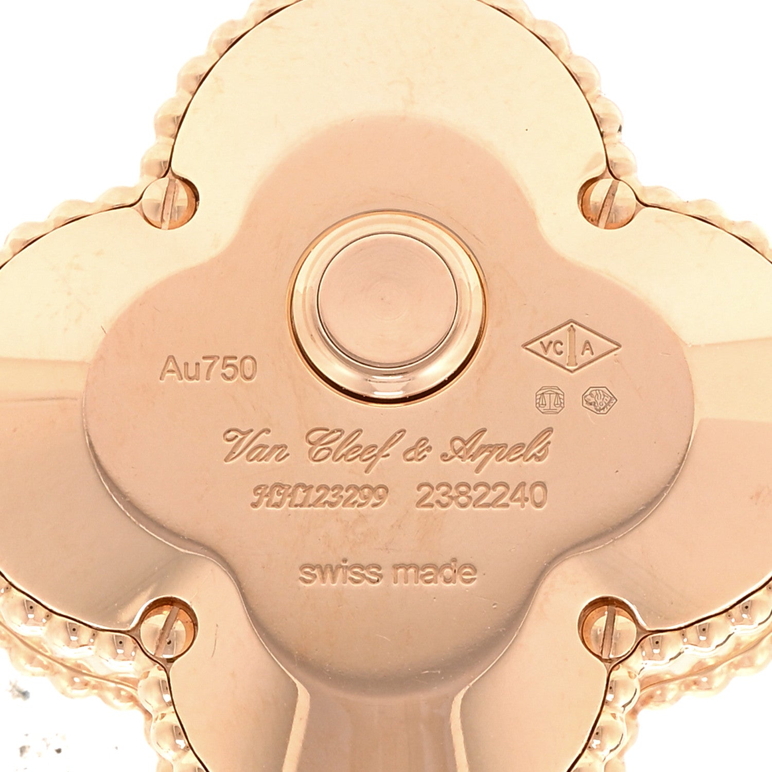 Van Cleef & Arpels 18K Rose Gold Diamond Mother of Pearl 28mm Alhambra Secret Pendant Quartz Watch 4 of 6