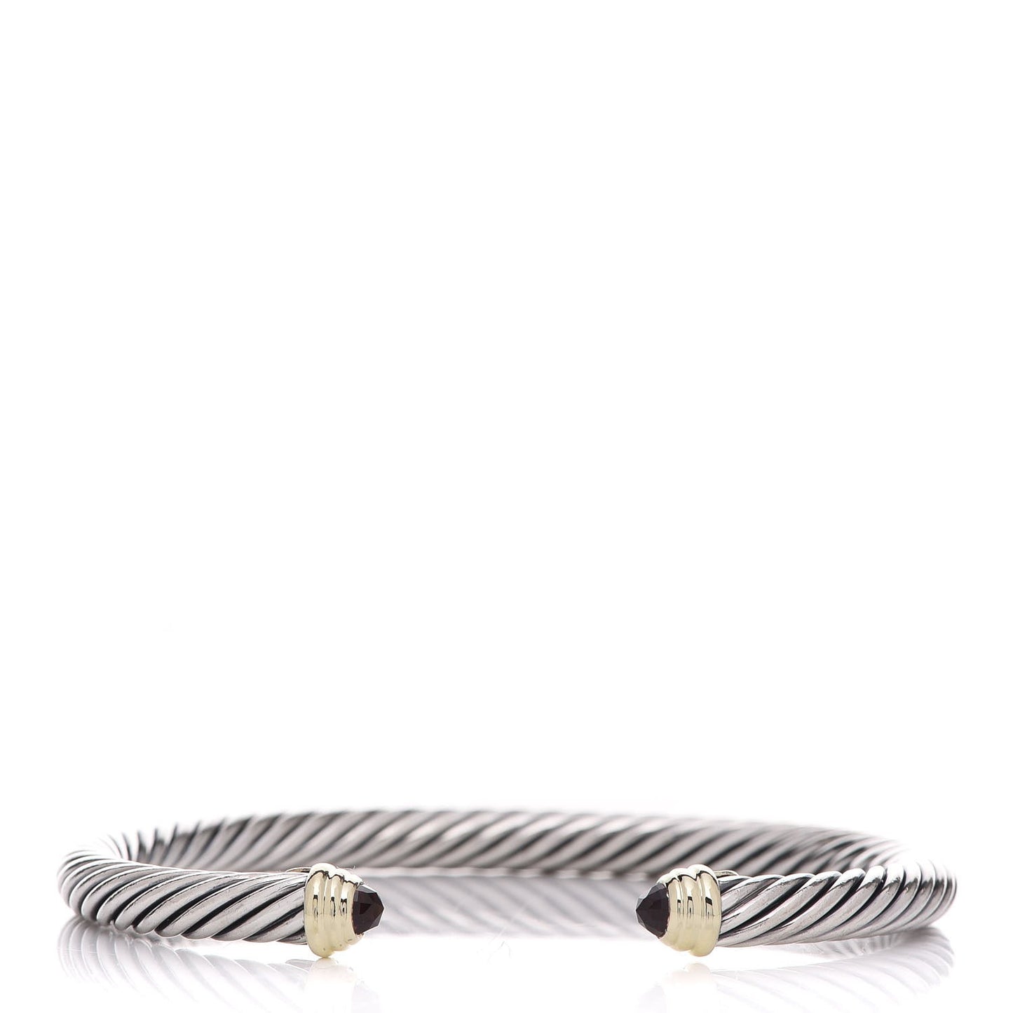 Sterling Silver 14K Yellow Gold Garnet 5mm Cable Classics Petite Color Bracelet