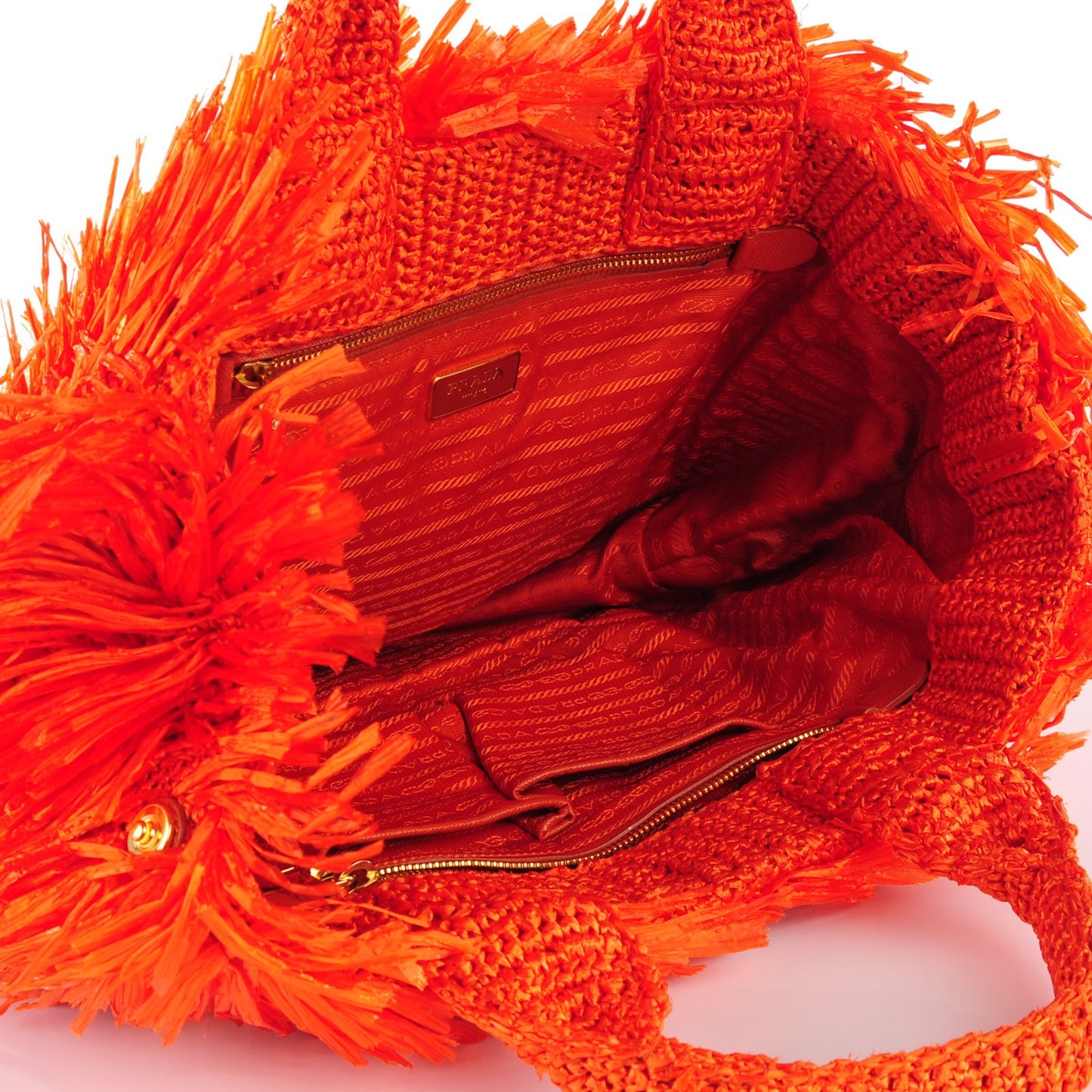 Rayon Raffia Grass Tote Papaya