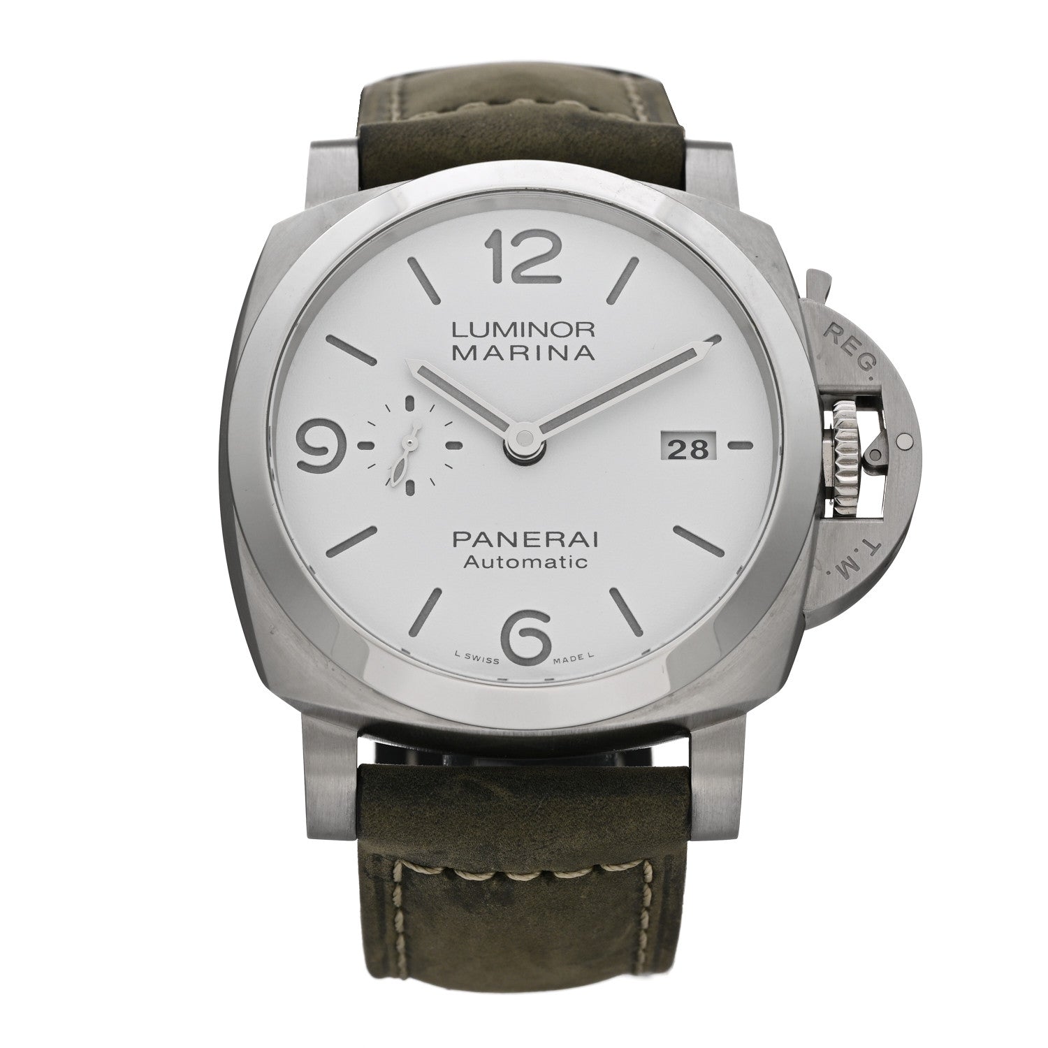 Panerai Stainless Steel Calfskin 44mm Luminor Marina Automatic Watch White PAM01314 1 of 6