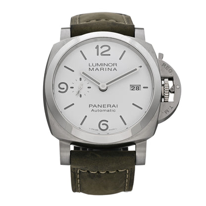 Panerai Stainless Steel Calfskin 44mm Luminor Marina Automatic Watch White PAM01314 1 of 6