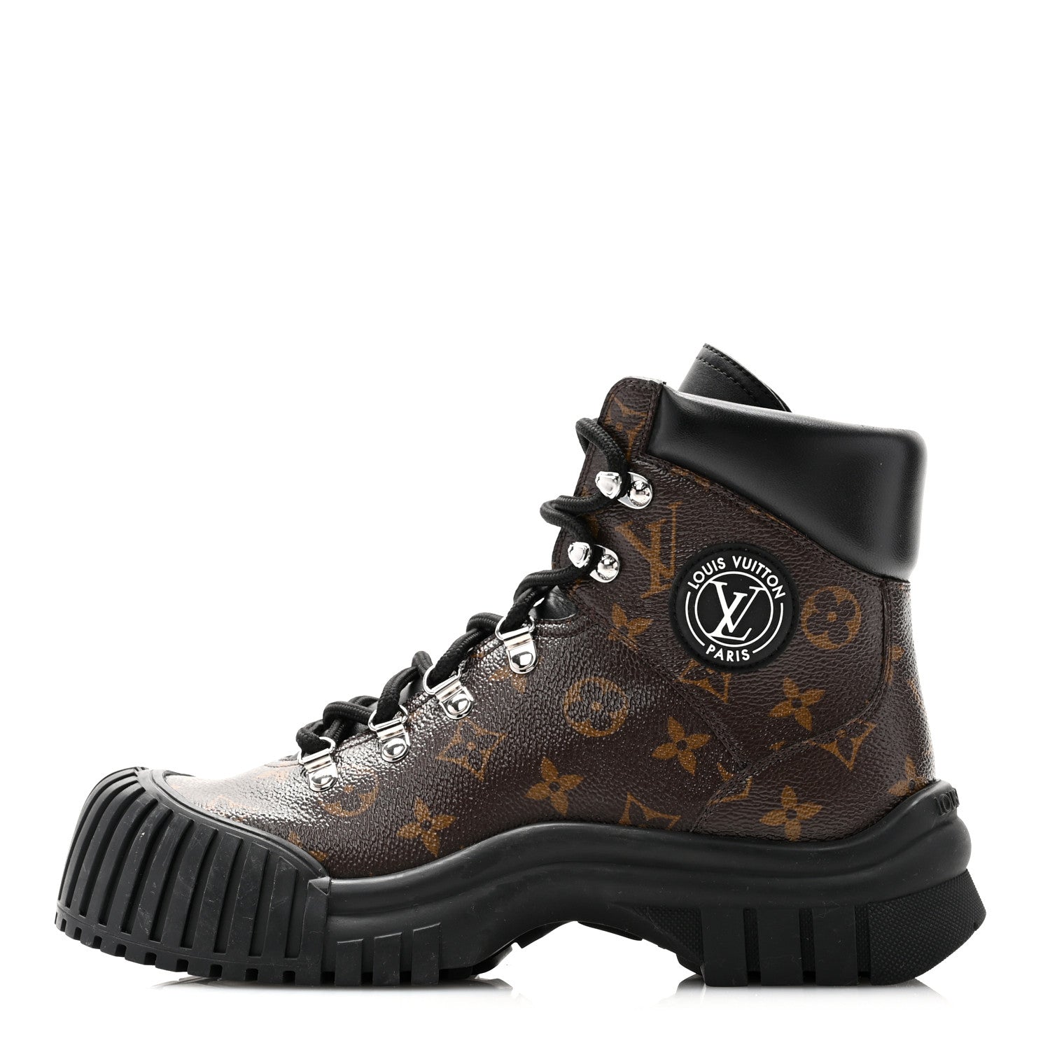 Louis Vuitton Calfskin Patent Monogram Ruby Flat Ranger Boots 38.5 Black 1 of 10
