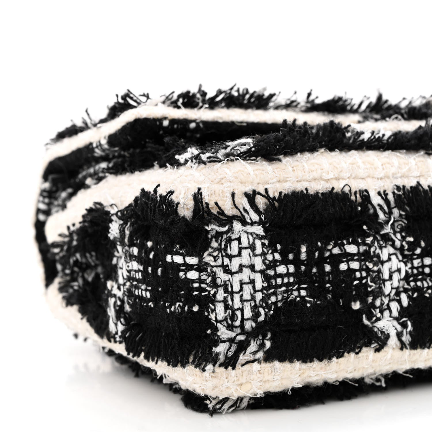 Chanel Tweed Quilted Tartan Medium Double Flap Black White 9 of 10