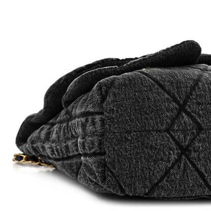 Chanel Washed Denim Quilted Maxi Flap Bag Black 9 of 10