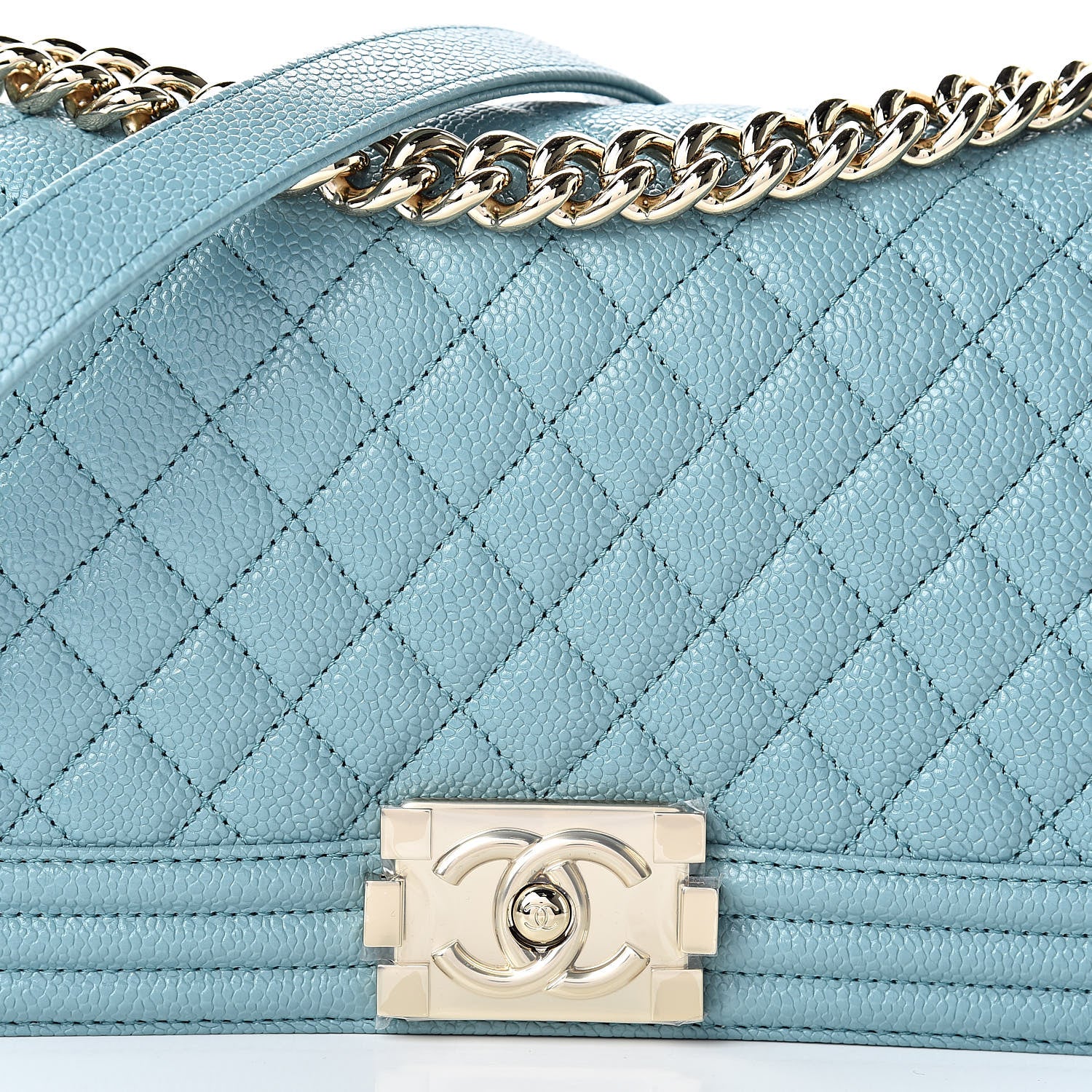 Chanel Caviar Quilted Medium Boy Flap Light Blue 8 of 11