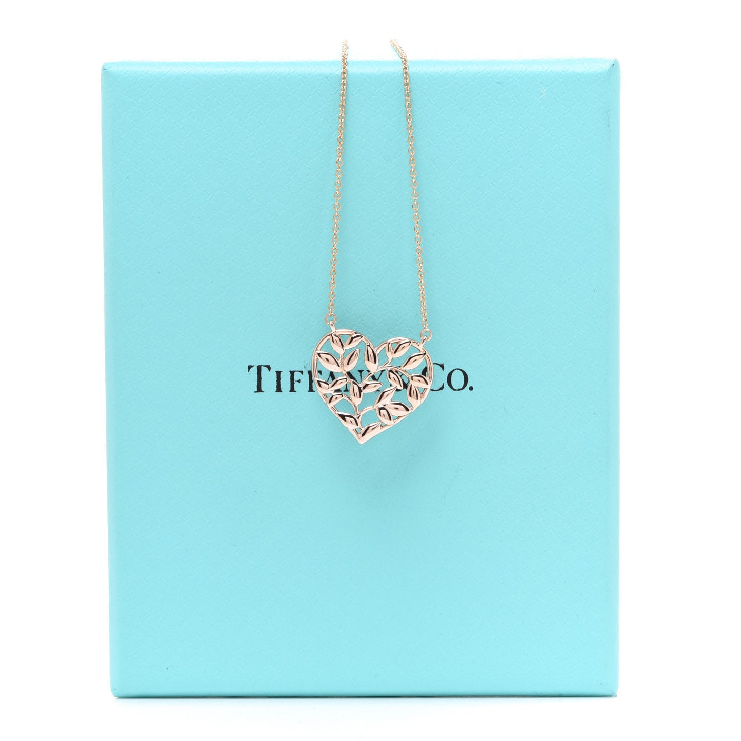 18K Rose Gold Paloma Picasso Olive Leaf Heart Pendant Necklace