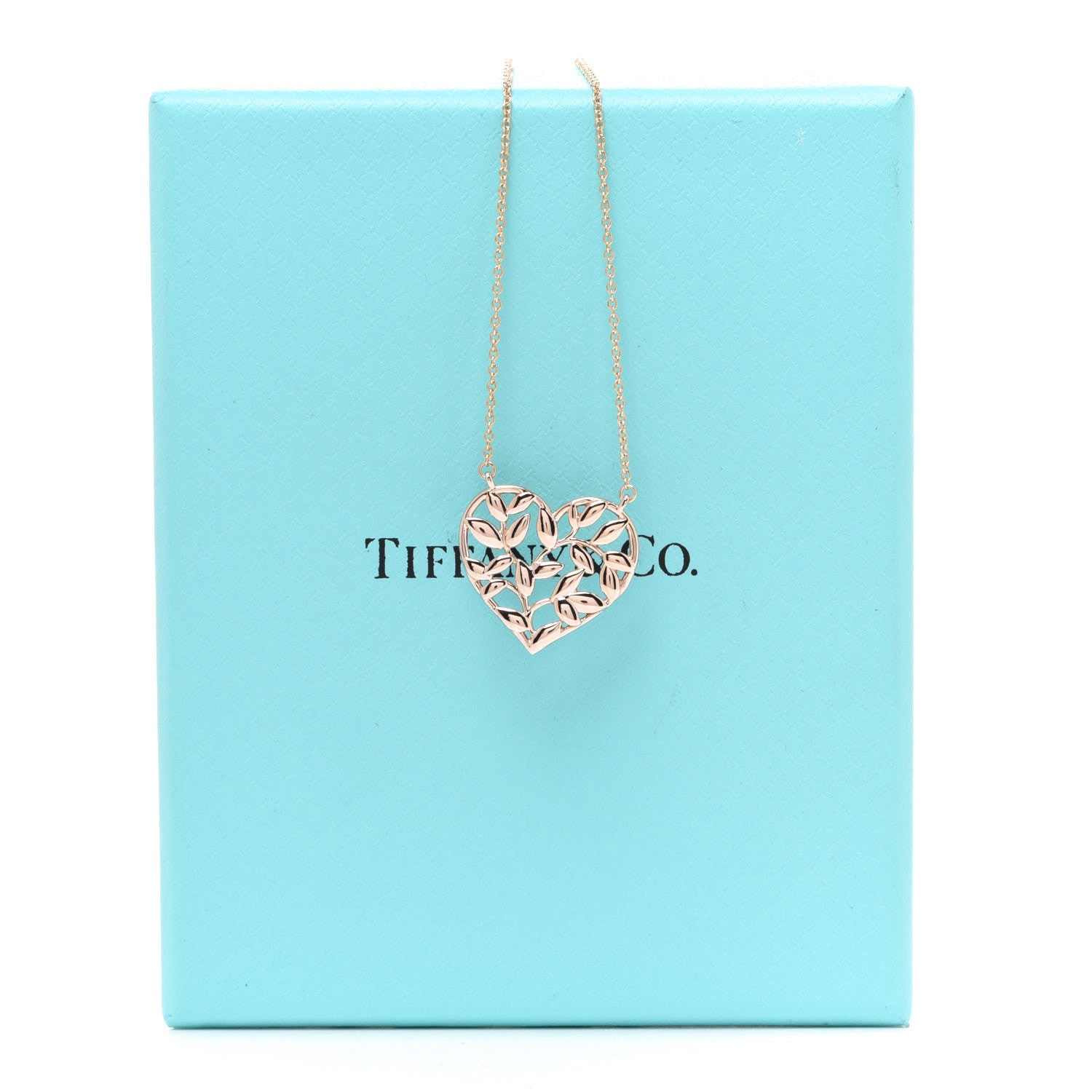 Tiffany 18K Rose Gold Paloma Picasso Olive Leaf Heart Pendant Necklace 6 of 6