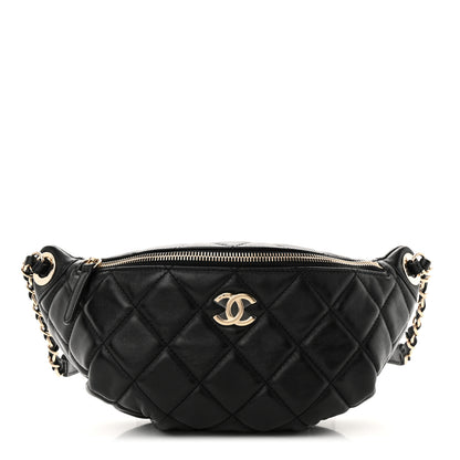 Chanel Lambskin Quilted Waist Bag Fanny Pack Black 1 of 11