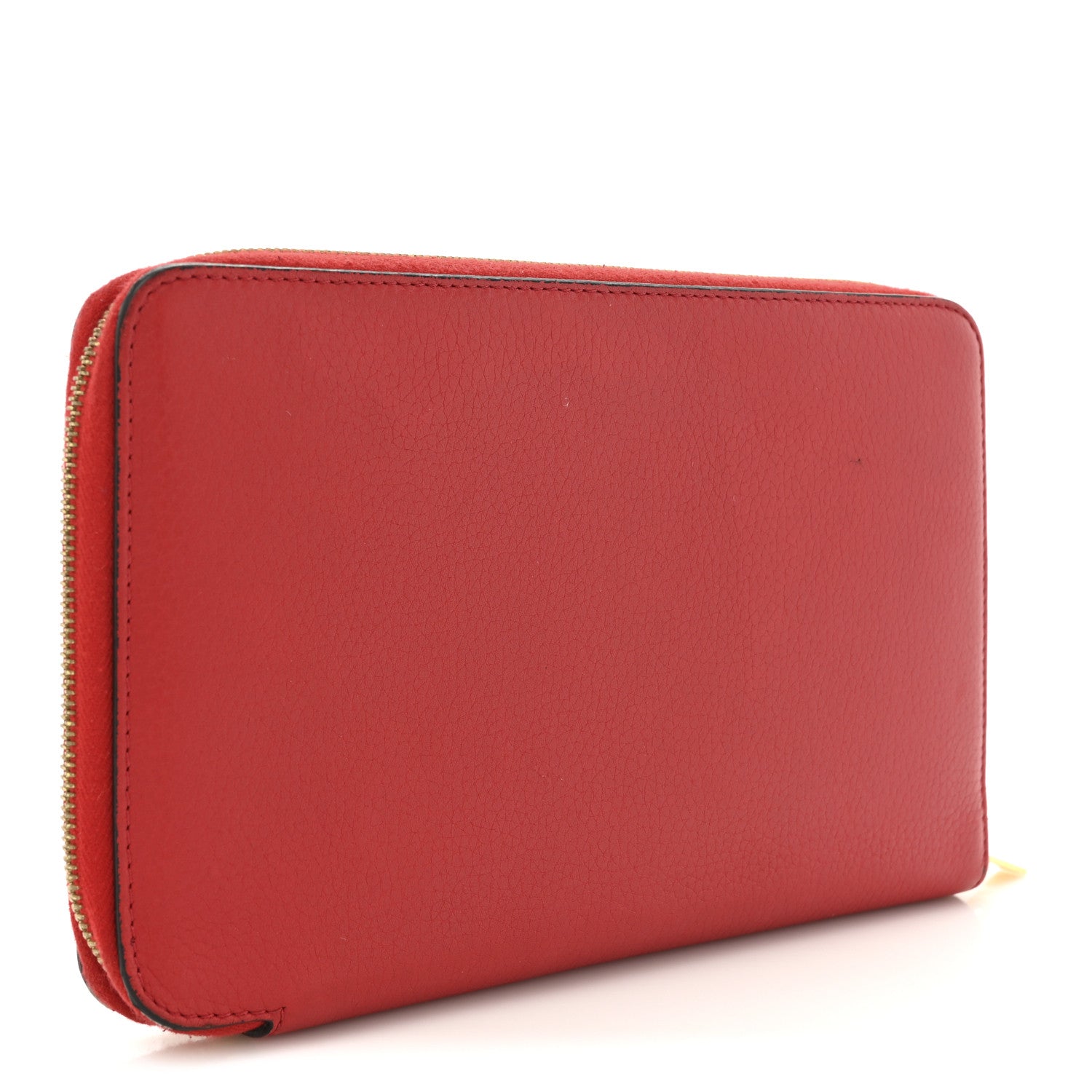 Celine Drummed Calfskin Large Zip Around Multifunction Wallet Red 3 of 12
