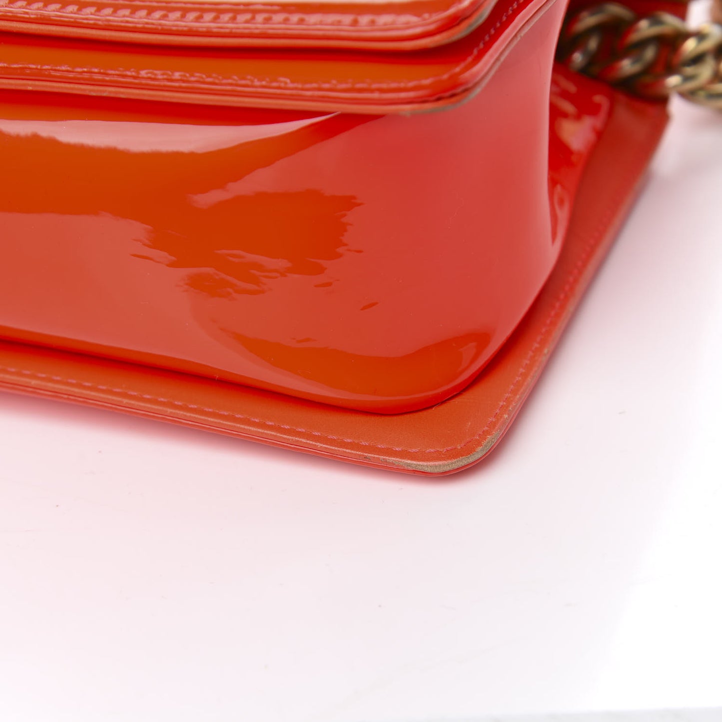 Patent Quilted Medium Boy Flap Orange