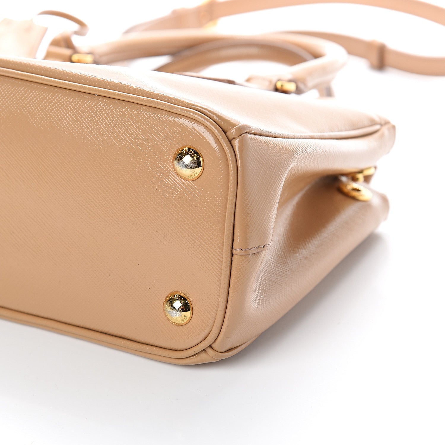 Prada Saffiano Vernice Mini Galleria Double Zip Tote Noisette 7 of 7