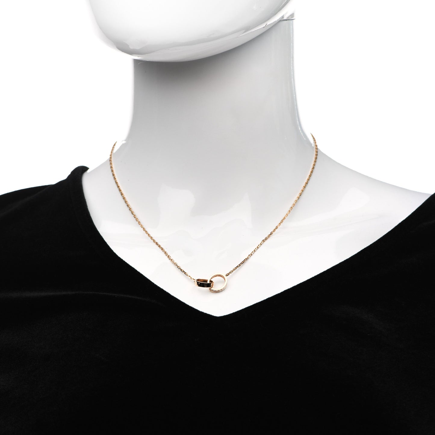 18K Pink Gold Diamond Interlocking LOVE Necklace