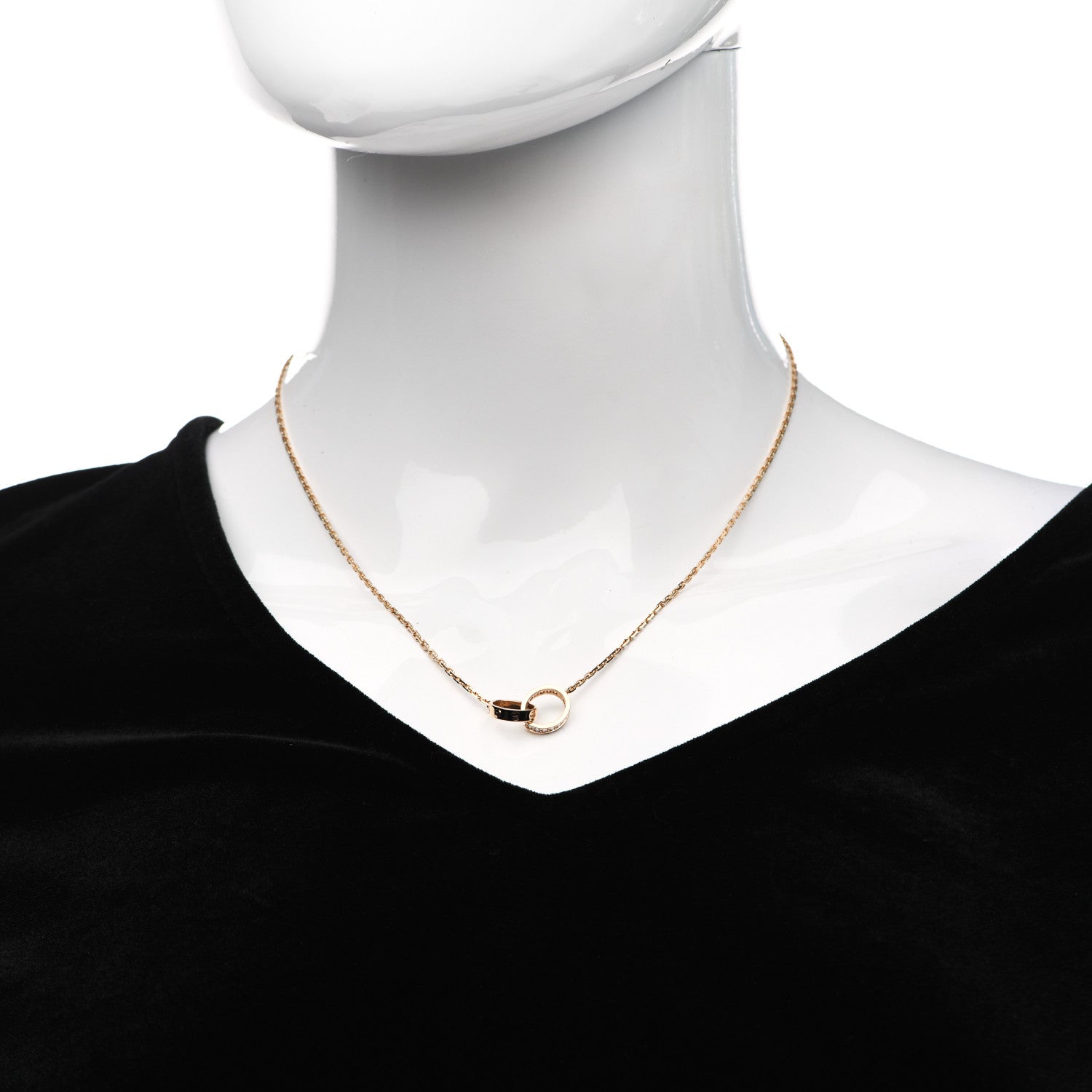Cartier 18K Pink Gold Diamond Interlocking LOVE Necklace 2 of 6
