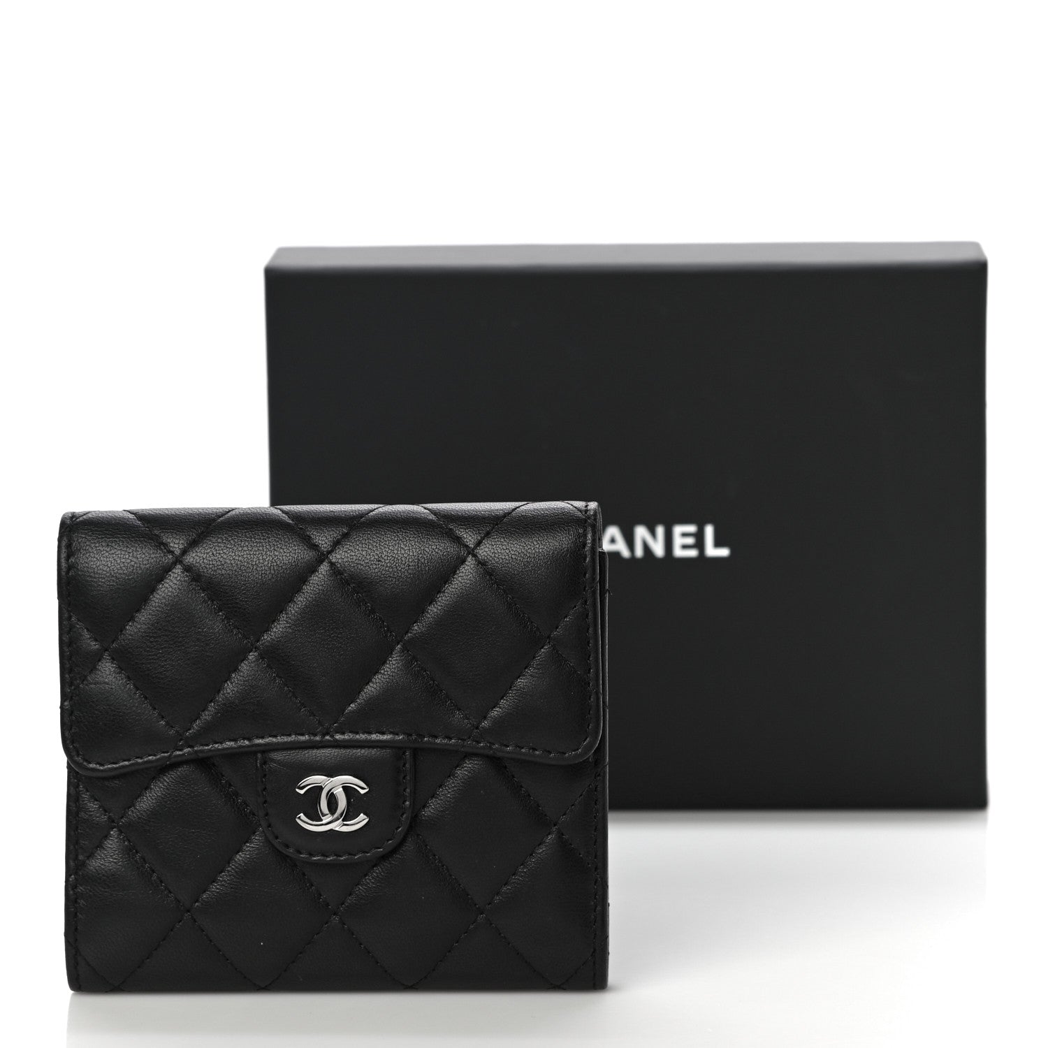 Chanel Lambskin Quilted Compact Flap Wallet Black 13 of 13