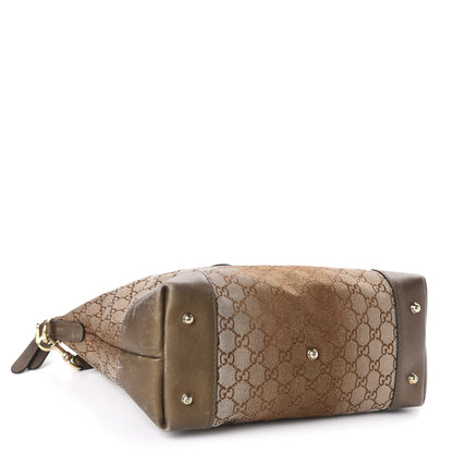 Gucci Monogram Lurex Heart Bit Charm Top Handle Tote Bronze 5 of 16