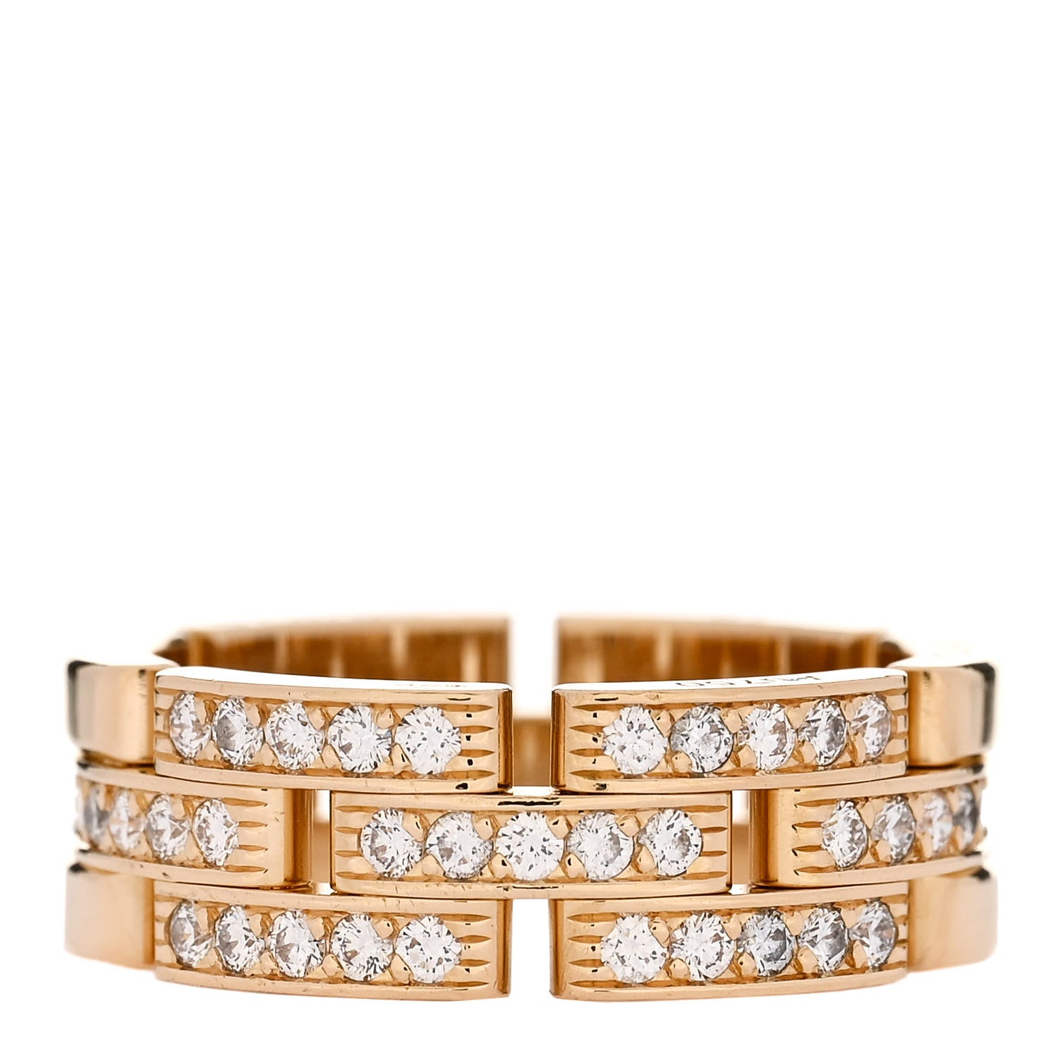 Cartier 18K Yellow Gold Diamond Maillon Panthere 3 Half Rows Paved Ring 61 9.5 1 of 6