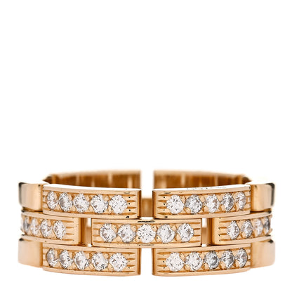 Cartier 18K Yellow Gold Diamond Maillon Panthere 3 Half Rows Paved Ring 61 9.5 1 of 6