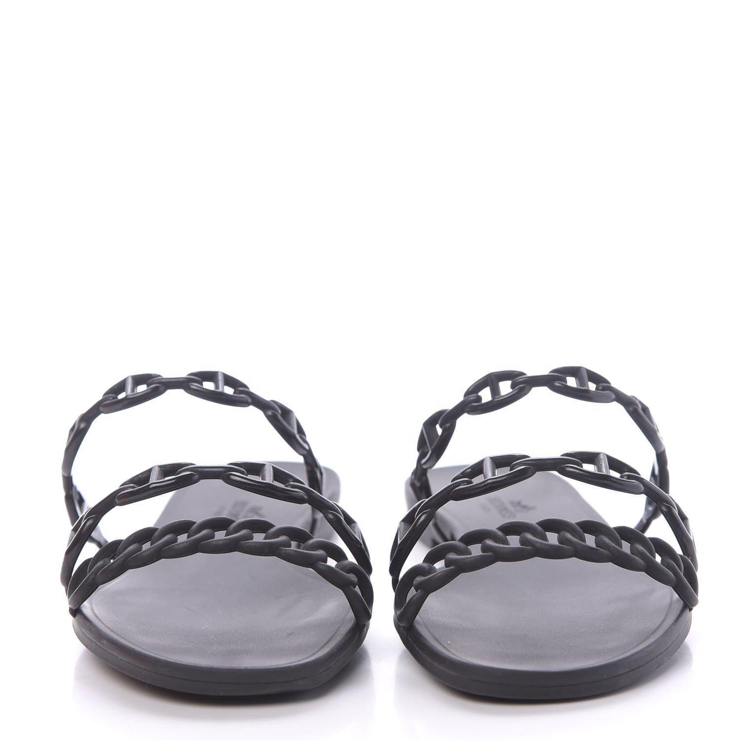 Hermes Rubber Chaine d'Ancre Rivage Sandals 38 Black 2 of 10