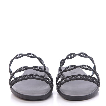 Hermes Rubber Chaine d'Ancre Rivage Sandals 38 Black 2 of 10