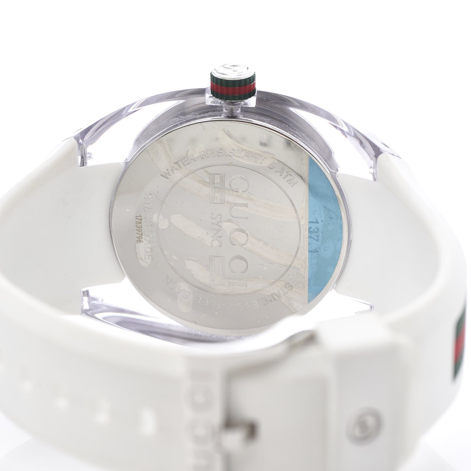Gucci Stainless Steel Rubber 46mm Sync Web Quartz Watch White 5 of 6