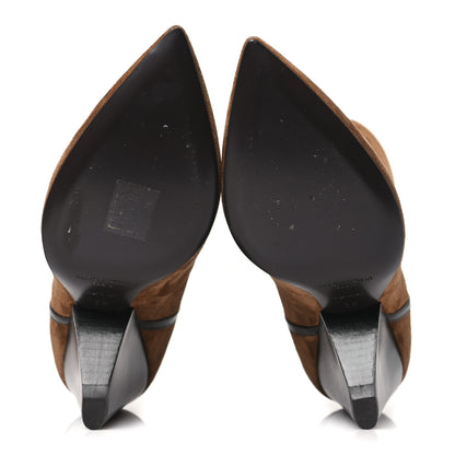 Saint Laurent Suede Liz 85 Wedge Booties 38 Brown 5 of 9