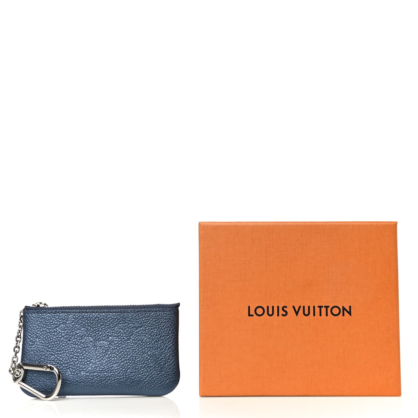 Metallic Empreinte Monogram Giant Key Pouch Navy Nacre