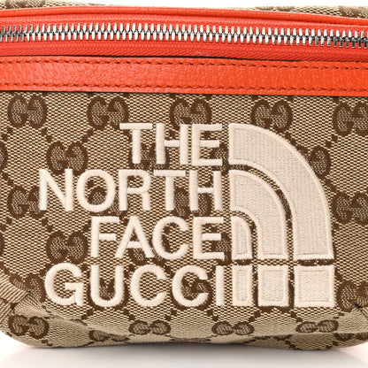 Gucci X THE NORTH FACE Monogram Textured Dollar Calfskin Embroidered Belt Bag Beige Ebony Mystic White Deep Orange 9 of 12