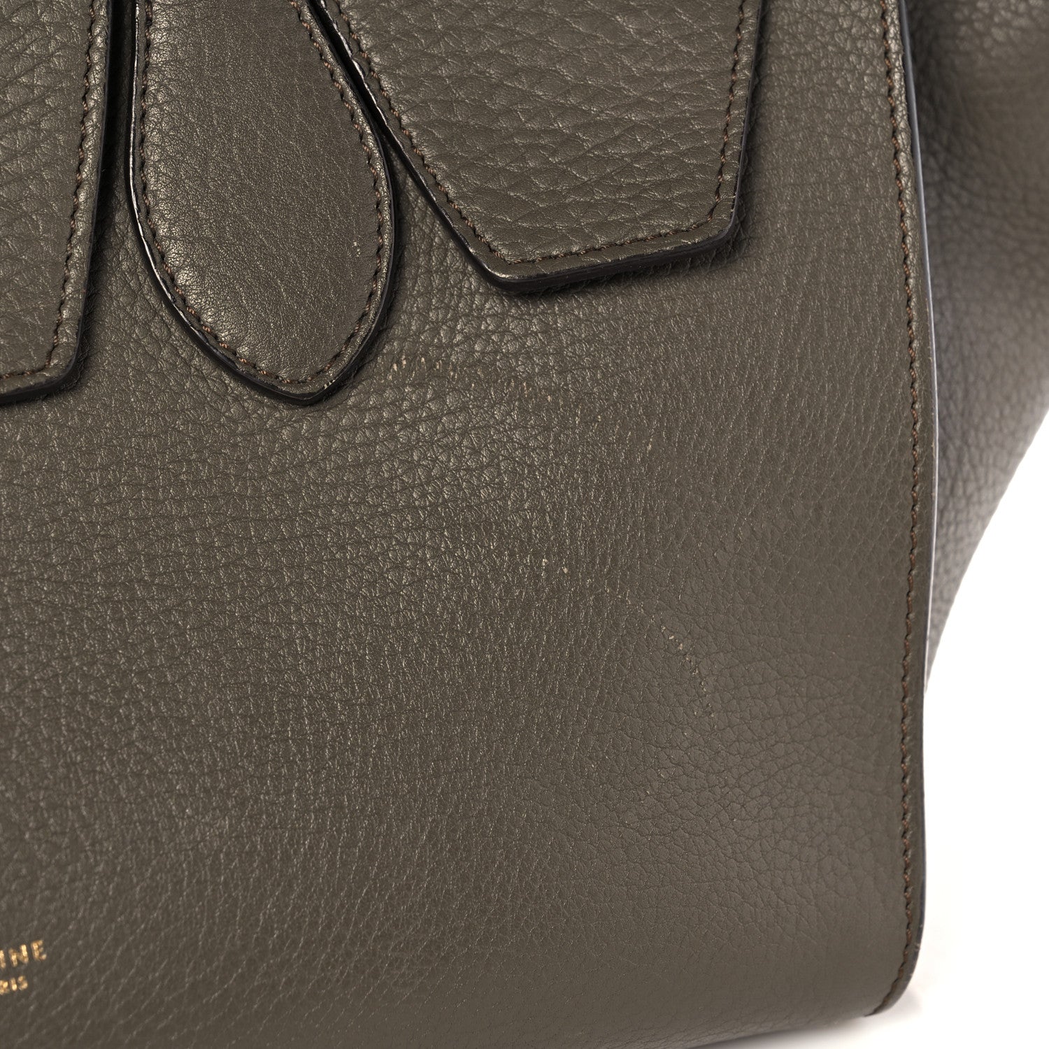 Celine Crisped Calfskin Small Tie Knot Tote Dark Khaki 25 of 39