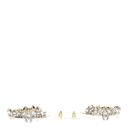 Chanel Metal Crystal CC Hoop Earrings Gold 4 of 7