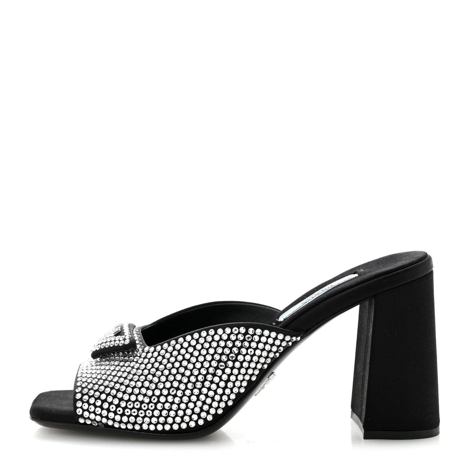 Prada Satin Crystal Logo 90mm Slide Sandals 36 Cristal 1 of 8
