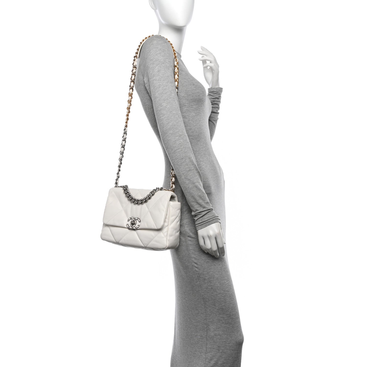 Chanel Lambskin Quilted Medium Chanel 19 Flap White 2 of 11