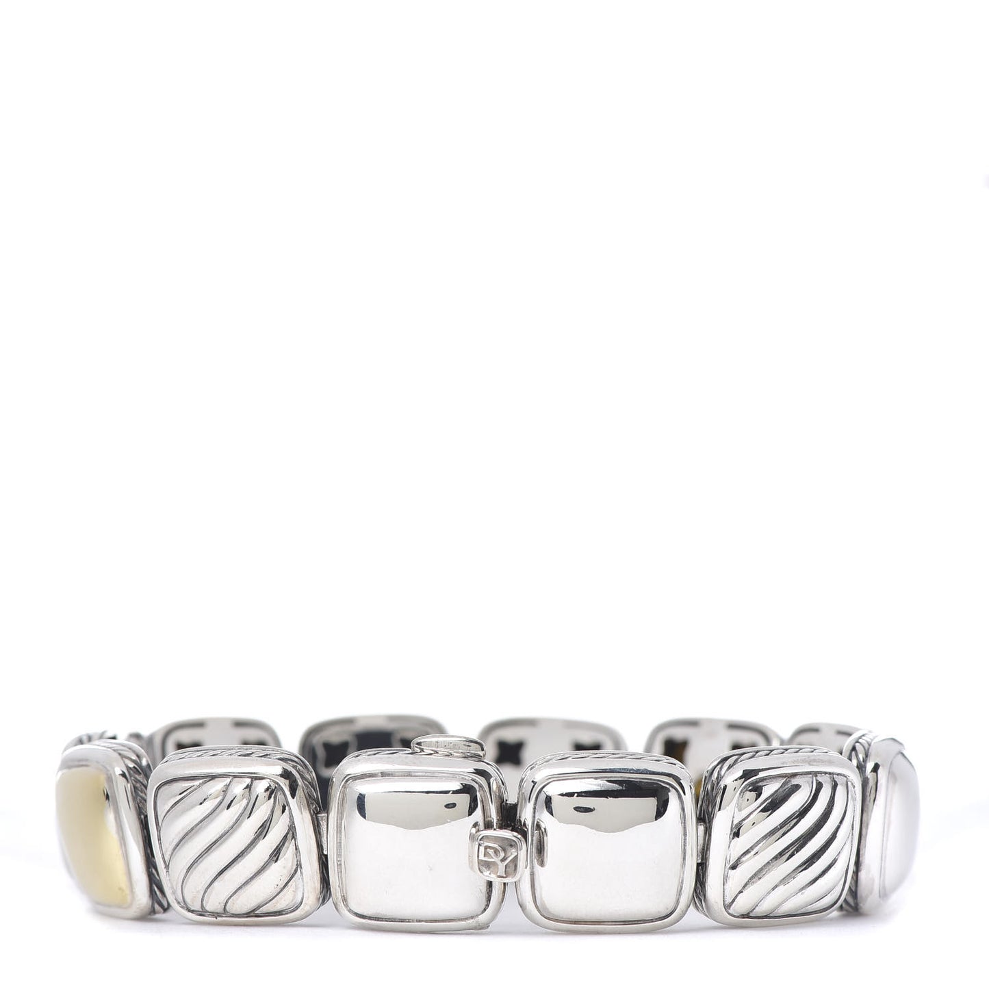 Sterling Silver 18K Yellow Gold Chiclet One Row Bracelet