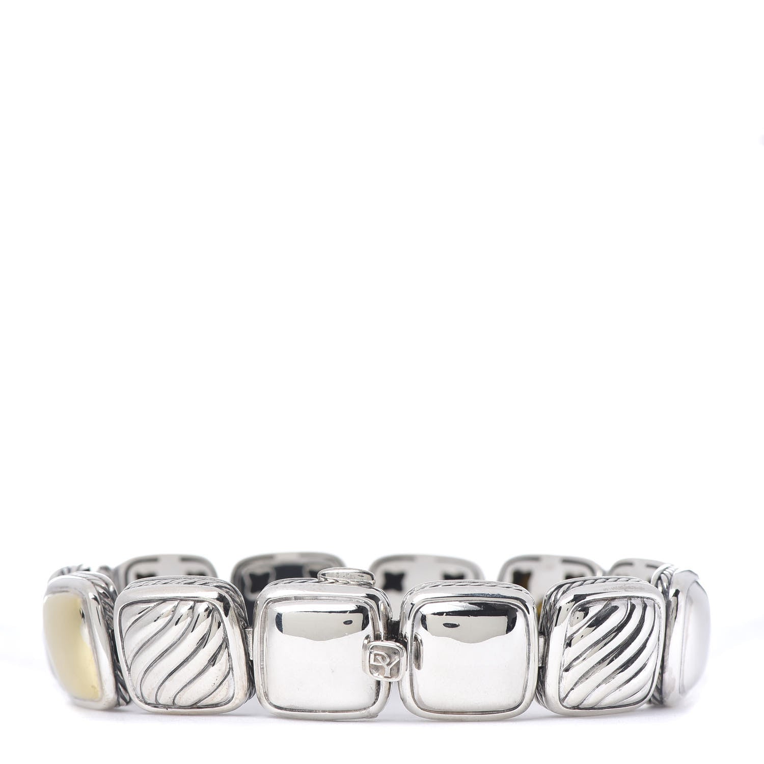 David Yurman Sterling Silver 18K Yellow Gold Chiclet One Row Bracelet 3 of 5