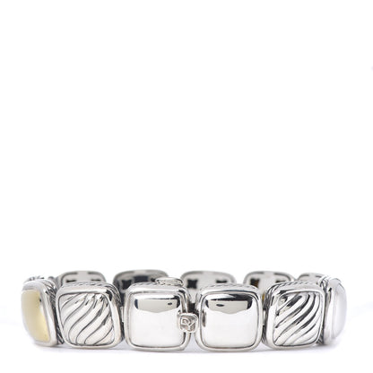 David Yurman Sterling Silver 18K Yellow Gold Chiclet One Row Bracelet 3 of 5