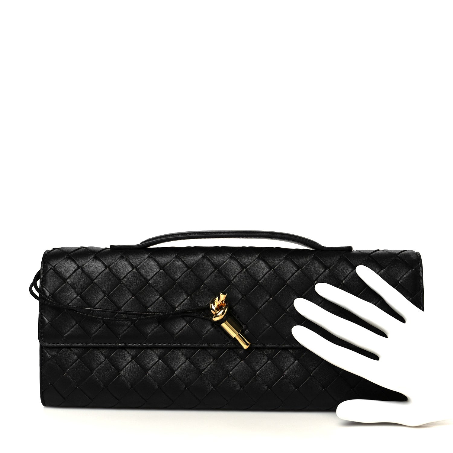 Bottega Veneta Nappa Intrecciato Long Andiamo Top Handle Clutch Black 2 of 9