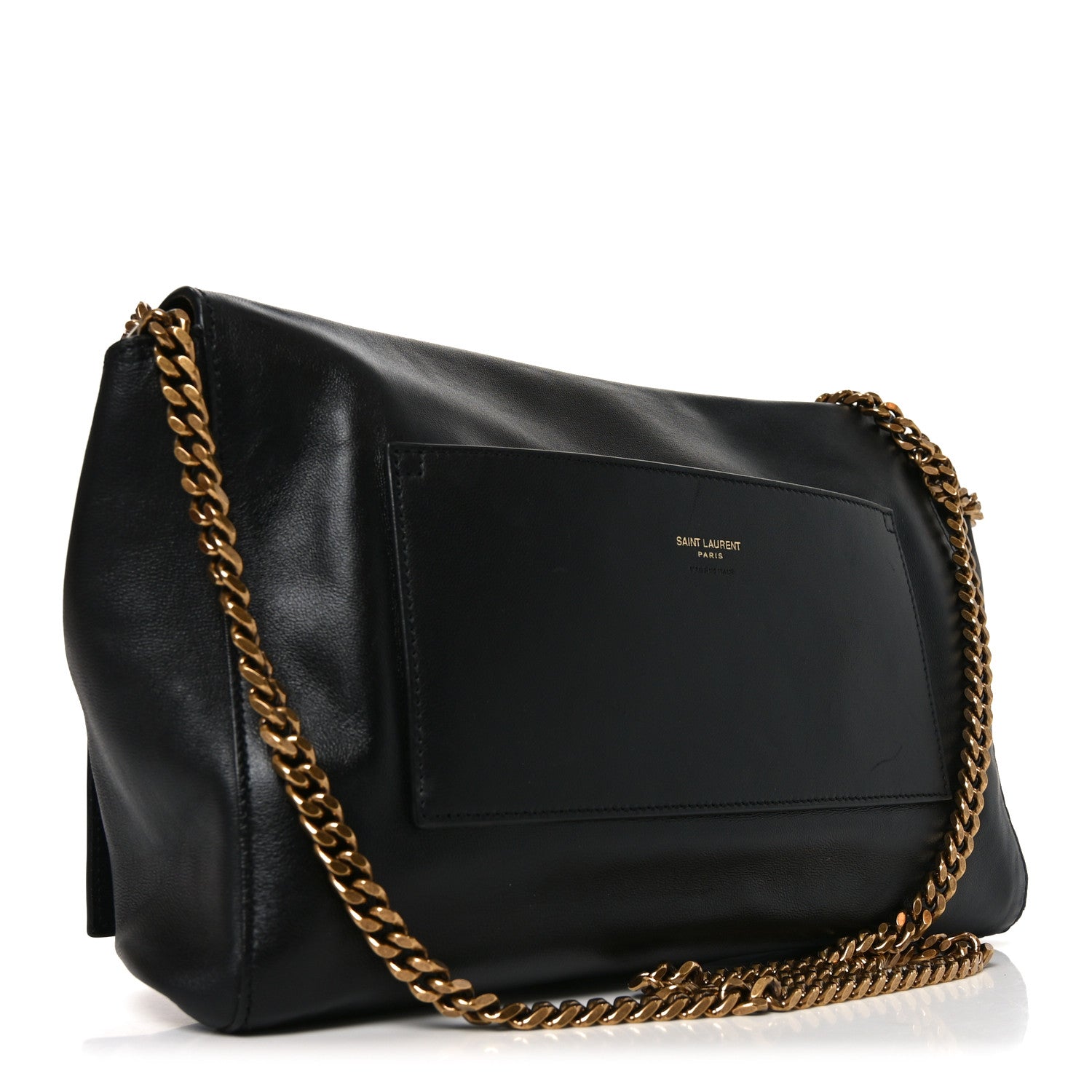 Saint Laurent Smooth Calfskin Suede Medium Reversible Monogram Kate Satchel Black 15 of 18
