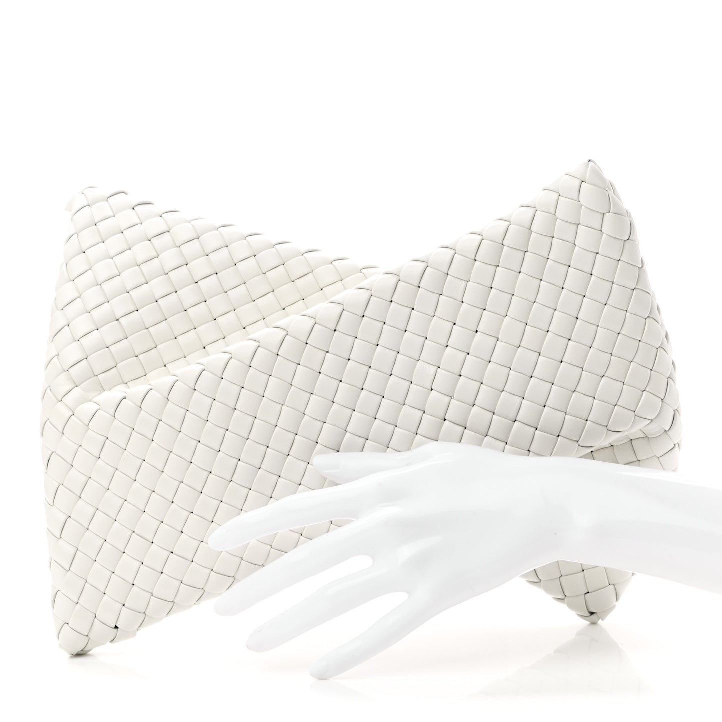 Nappa Intrecciato Crisscross Clutch Chalk
