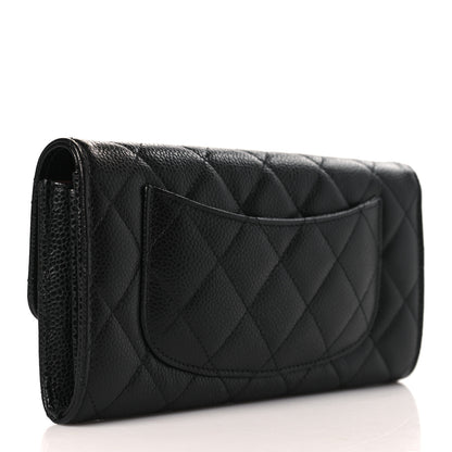 Chanel Caviar Quilted Large Gusset Flap Wallet Black 3 of 9