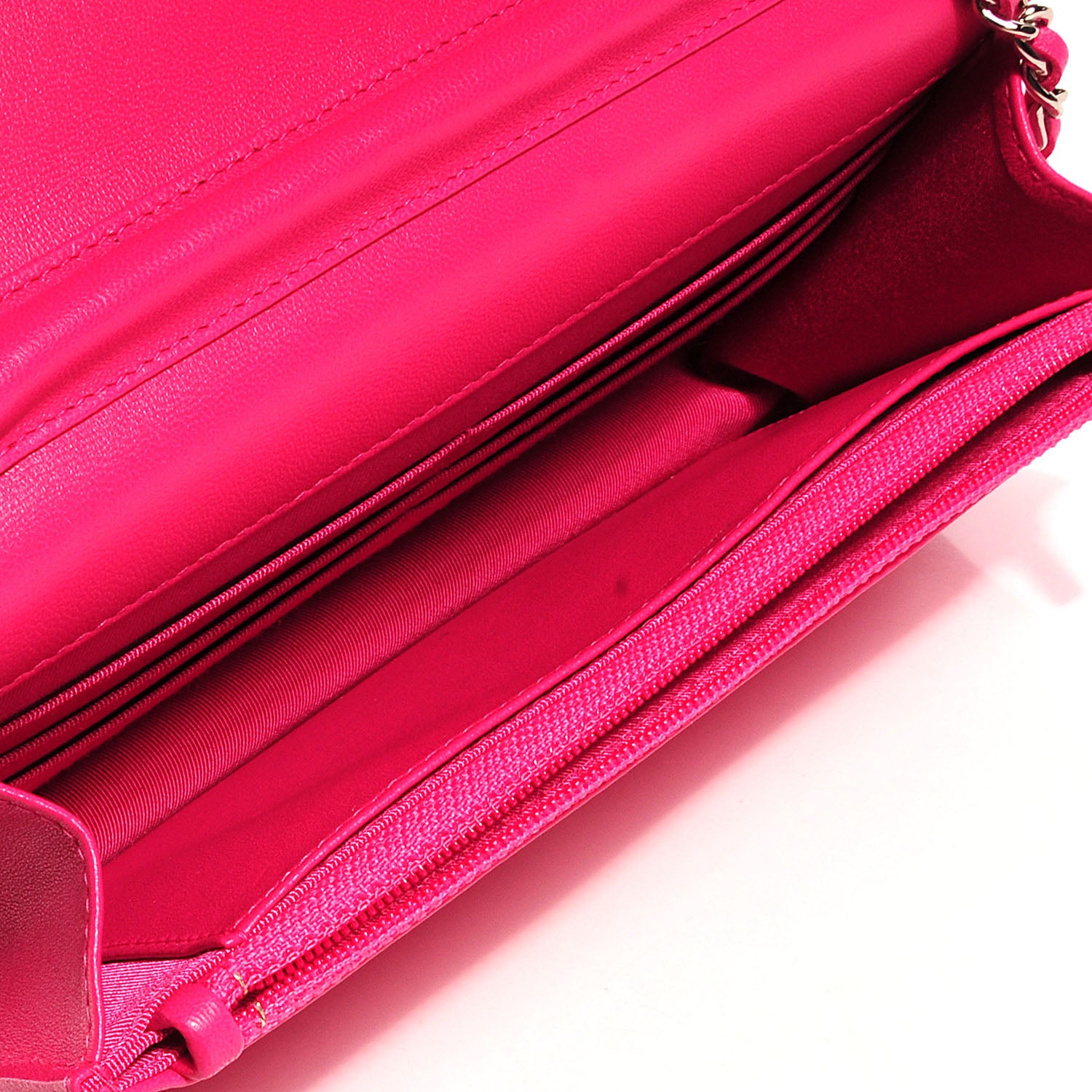Chanel Lambskin Wallet On Chain WOC Fuchsia 5 of 8