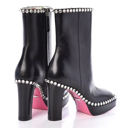 Gucci Malaga Kid Olympia Crystal Embellished Boots 35 Black 4 of 7