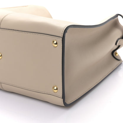 Fendi Vitello Seta Glazed Fabric FF 1974 Medium Peekaboo X-Lite Nuvola Mogano Panna 8 of 8