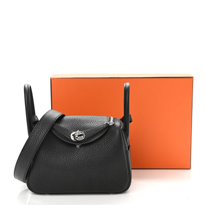 Hermes Taurillon Clemence Mini Lindy 20 Black 12 of 12