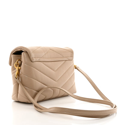 Saint Laurent Calfskin Y Quilted Monogram Toy Loulou Crossbody Bag Dark Beige 3 of 11