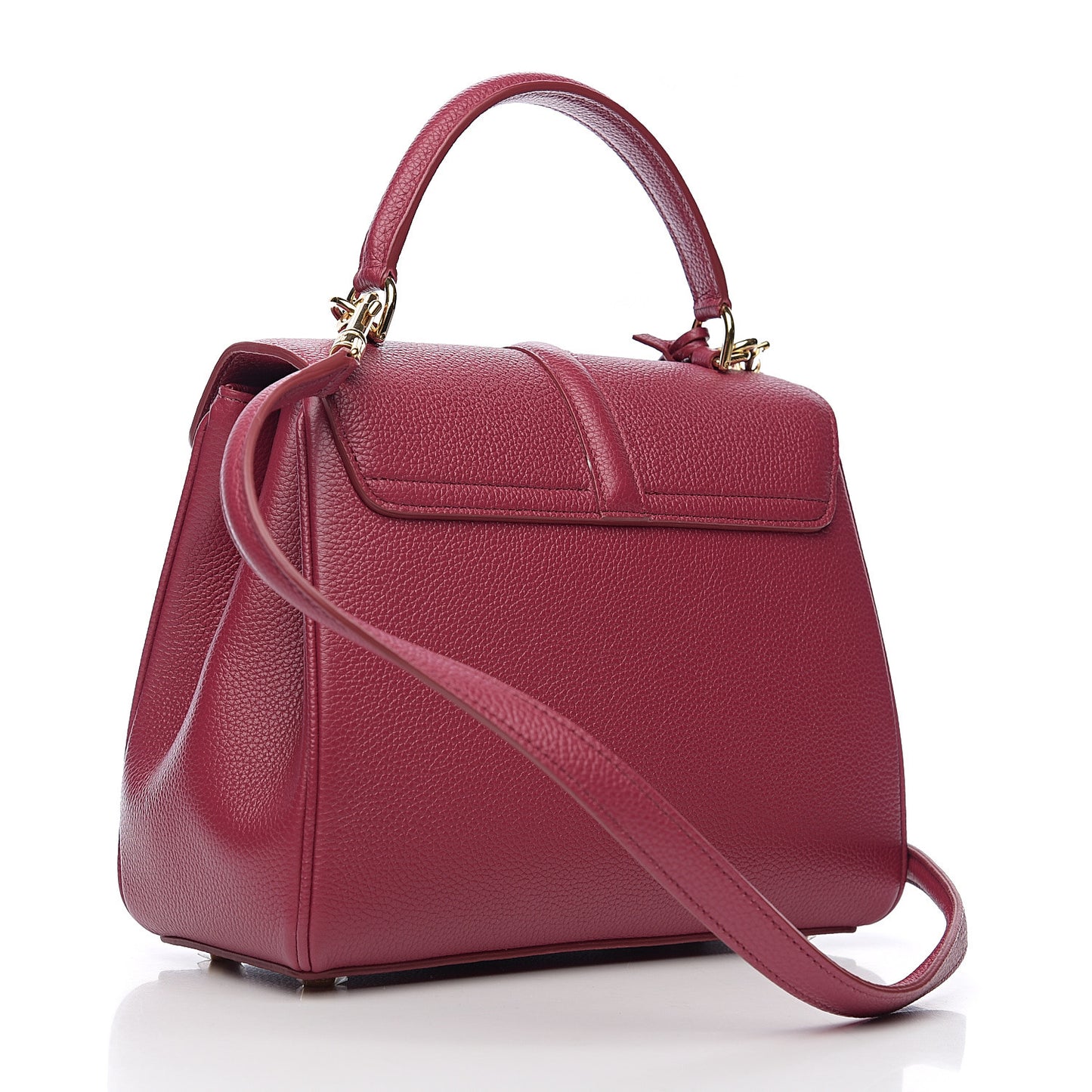 Grained Calfskin Small 16 Top Handle Bag Rasberry
