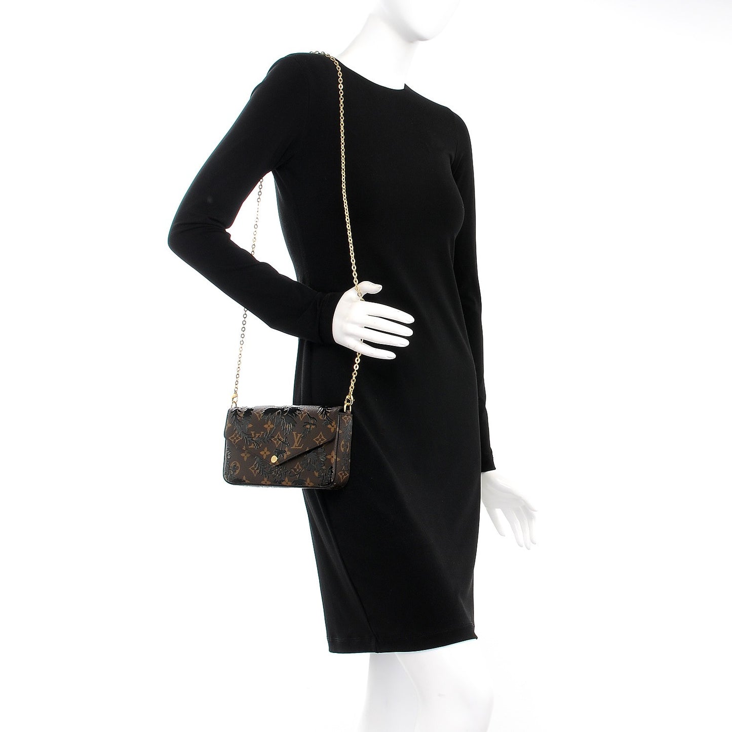 Monogram Blossom Pochette Felicie Chain Wallet Black